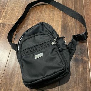 Nylon material black backpack purse